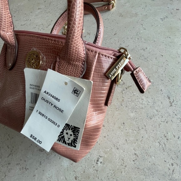 NWT Anne Klein Pink ”Dusty Rose”Mini Crossbody Lizard print Handbag - Picture 7 of 13